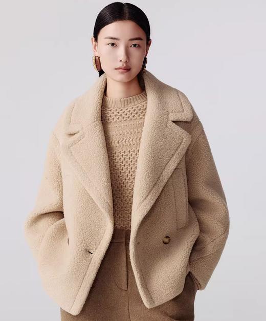 朗姿【纯羊毛】 羊剪绒翻领短大衣外套LCJH00THC465C01 商品图0