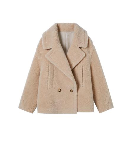 朗姿【纯羊毛】 羊剪绒翻领短大衣外套LCJH00THC465C01 商品图7