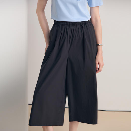 EITIE爱特爱2026春季新款百搭通勤时尚垂坠宽松裤黑色休闲裤8505214 商品图2