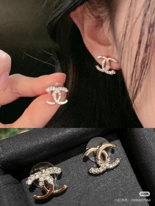 双C镶钻耳钉，经典Logo设计， Chanel的经典美学 商品图5