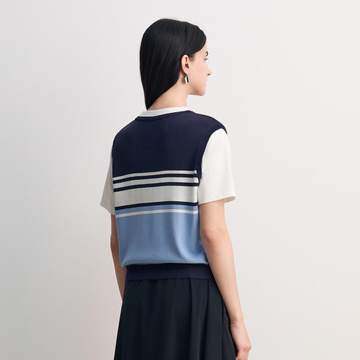 EITIE爱特爱时尚舒适简约假两件T恤短袖上衣2026春季新款8502205 商品图4