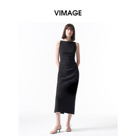 VIMAGE纬漫纪2026春季新款法式无袖洋气修身优雅小礼服女连衣裙V2577101