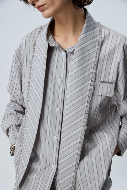 长领拉毛条纹衬衫 商品图4