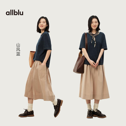 【春Vol.3】allblu女装“还原传统蓝染魅力”26春新款【山风蓝】女士短袖T恤ZY 商品图3