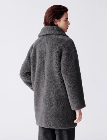 朗姿 羊毛驼绒羊剪绒廓形毛呢短外套LSJH05TJP416 商品图1