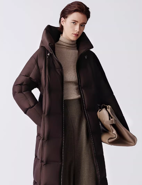 朗姿 【匈牙利白鹅绒】百搭连帽中长羽绒服LAJH00OLC410