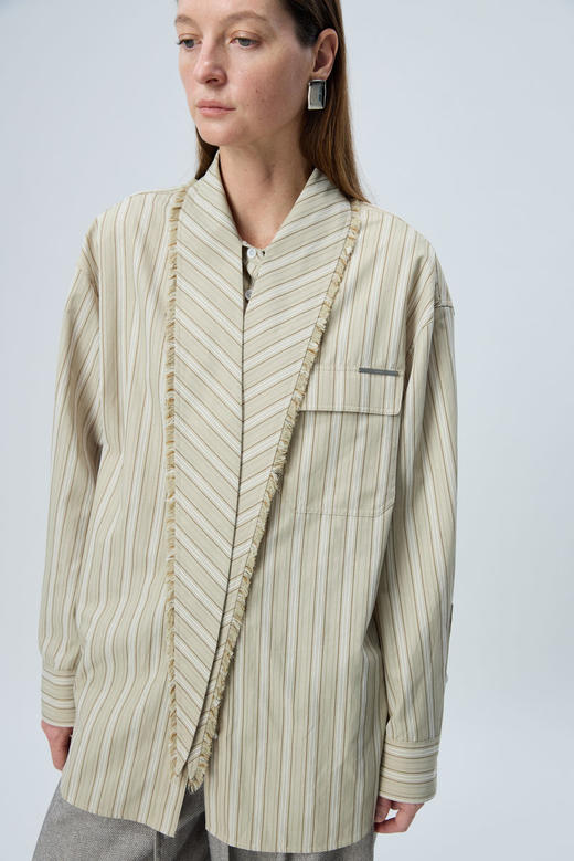 长领拉毛条纹衬衫 商品图2