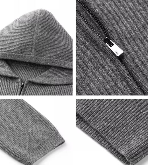 朗姿【 羊毛羊绒】连帽针织衫毛衣外套LSJH05KCD469 商品图6