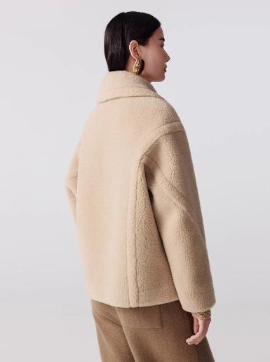 朗姿【纯羊毛】 羊剪绒翻领短大衣外套LCJH00THC465C01 商品图5