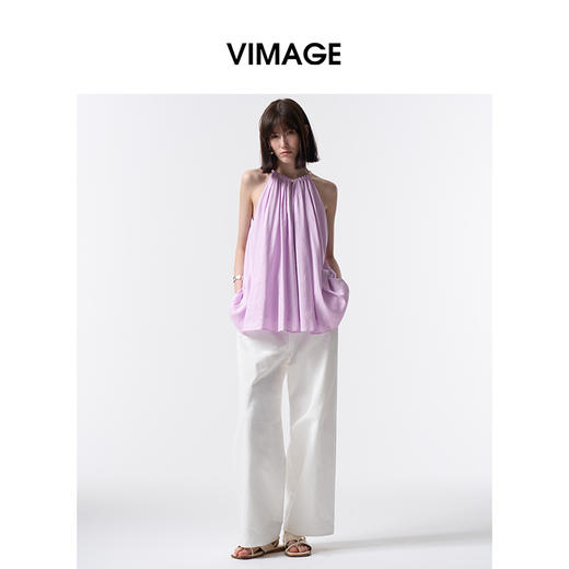 VIMAGE纬漫纪无袖挂脖宽松舒适休闲上衣2026夏季款V2513209 商品图0