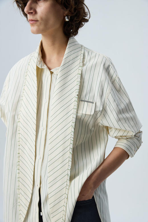 长领拉毛条纹衬衫 商品图1