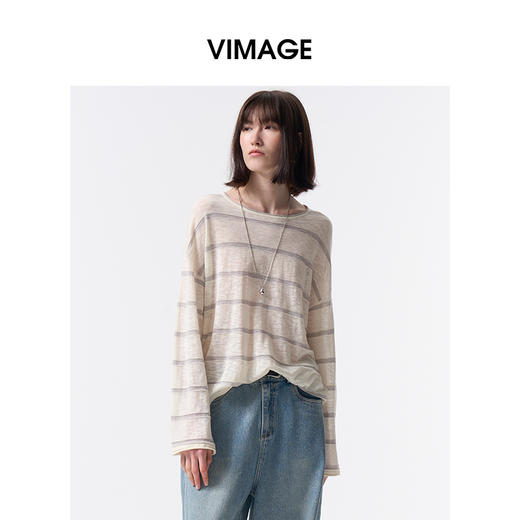 VIMAGE纬漫纪时尚百搭慵懒松弛针织衫上衣2026春季新款V2501109 商品图2