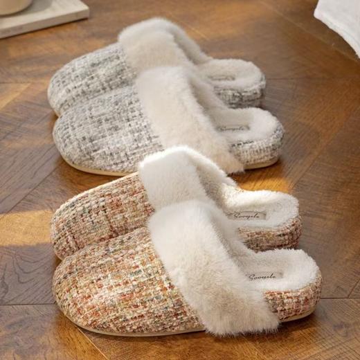 【多样屋专柜】小香风秋冬拖拖鞋保暖舒适/棕褐色 商品图0