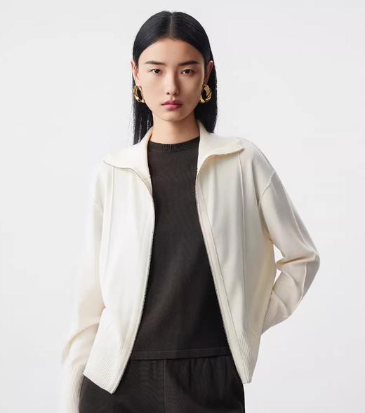 朗姿 简约休闲羊毛针织开衫双拉链高级感LCJH00KCD450 商品图0