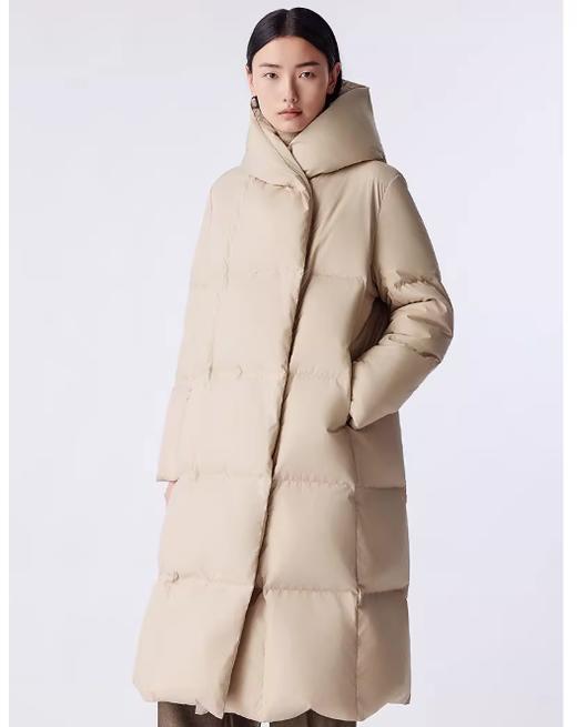 朗姿 鹅绒简约廓形磁吸暗扣连帽长款羽绒服LCJH03OLC721 商品图1