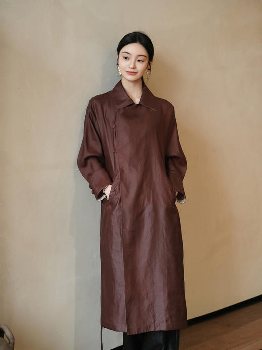 盛唐婧 | 真丝红云纱中式时尚风衣裙 商品图6