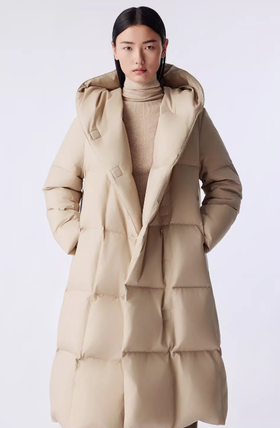 朗姿 鹅绒简约廓形磁吸暗扣连帽长款羽绒服LCJH03OLC721