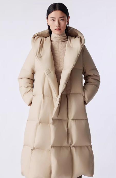 朗姿 鹅绒简约廓形磁吸暗扣连帽长款羽绒服LCJH03OLC721 商品图0