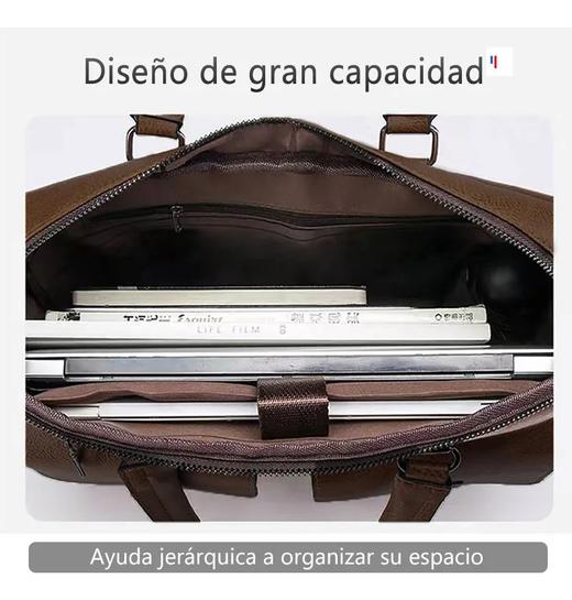 男士大容量手提包 商务出差公文包 可斜挎 棕色 商品图3