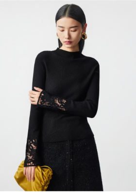 朗姿 袖口镂空针织衫LCJH01KPR417