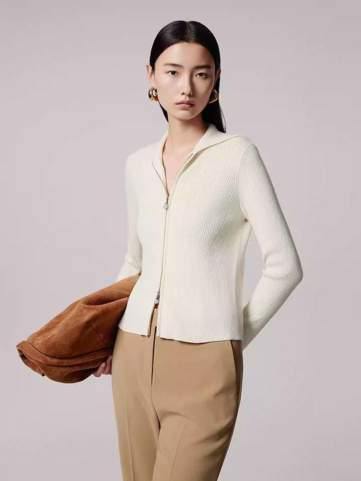 朗姿双头拉链优雅设计感针织开衫LRJP05KCD427W11 商品图2