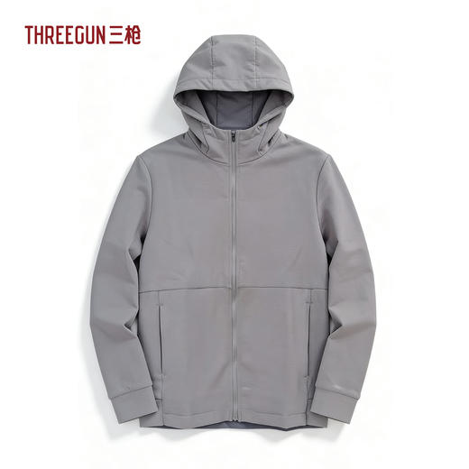 Threegun三枪 【空气棉】长袖连帽开襟男衫-82357A011 商品图0