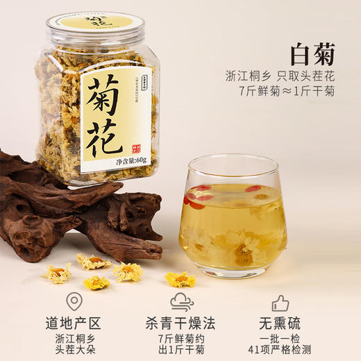 正安原材· 浙江桐乡菊花  只取头茬花朵大香甜润爽 轻松拿下火气 优质原材 菊花 60g/罐【冷藏保存】 商品图1