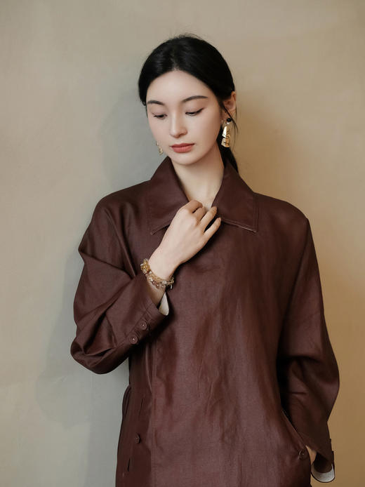 盛唐婧 | 真丝红云纱中式时尚风衣裙 商品图1