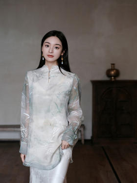 盛唐牡丹 | 竹烟波月真丝绡女上衣