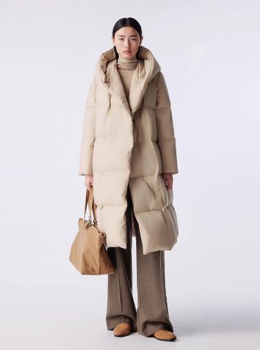 朗姿 鹅绒简约廓形磁吸暗扣连帽长款羽绒服LCJH03OLC721 商品图4