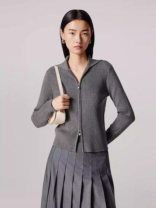 朗姿双头拉链优雅设计感针织开衫LRJP05KCD427W11 商品图1