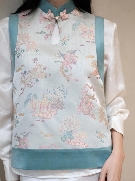 盛唐牡丹 | 龙凤呈祥重缎织金宋锦马甲 商品图2