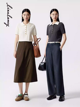 朗姿Polo针织短袖LA7B艺术几何LAJP00KPR436G31