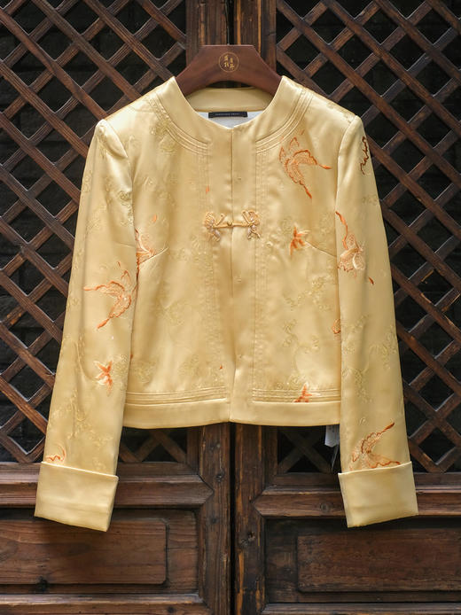 盛唐牡丹 | 松花黄色重缎真丝外套 商品图4