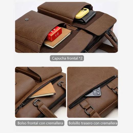 男士大容量手提包 商务出差公文包 可斜挎 棕色 商品图2