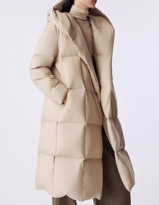 朗姿 鹅绒简约廓形磁吸暗扣连帽长款羽绒服LCJH03OLC721 商品图2