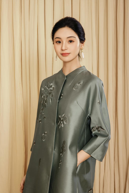 盛唐婧 | 青花中袖长款外套 商品图0