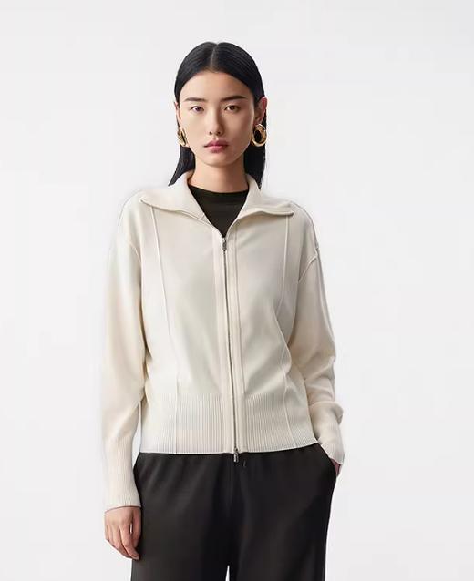 朗姿 简约休闲羊毛针织开衫双拉链高级感LCJH00KCD450 商品图3