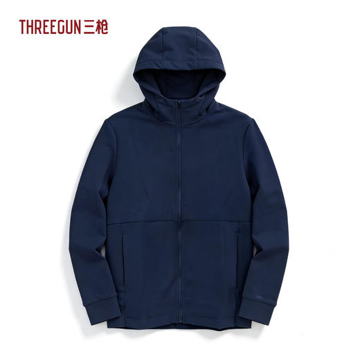 Threegun三枪 【空气棉】长袖连帽开襟男衫-82357A011 商品图1