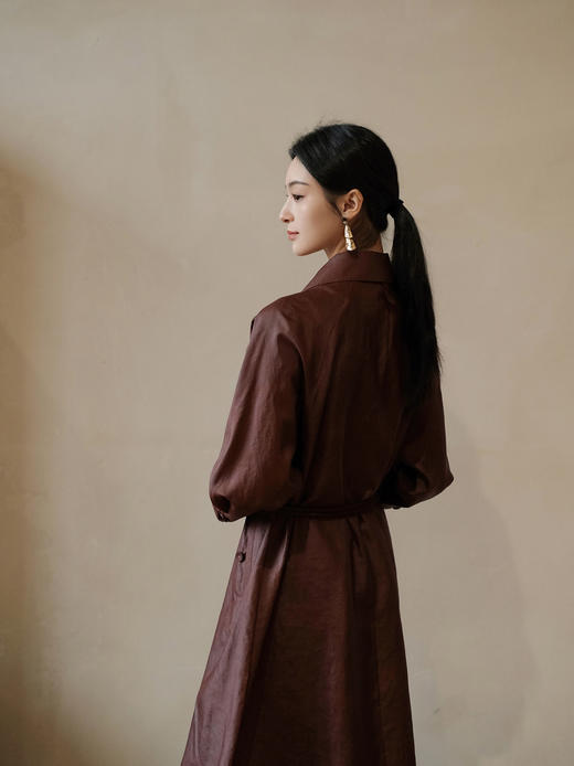 盛唐婧 | 真丝红云纱中式时尚风衣裙 商品图7