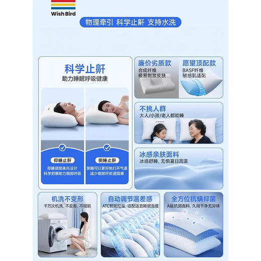 【京东爆款】德国品质 愿望良品 助睡眠枕头 护颈椎记忆棉枕芯专用枕 释压秒入睡 皓月白 中枕8cm-10cm 商品图4