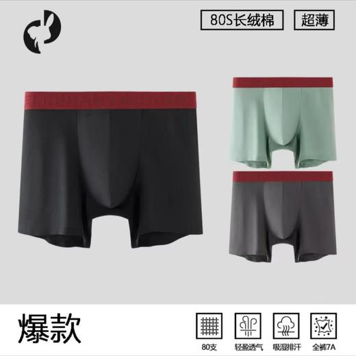 【3条装】象&兔男士内裤80支长绒棉7A抑菌无痕夏季柔软舒适男款男生四角 X-C3 商品图0