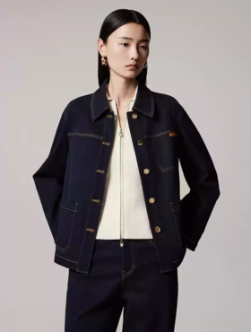 朗姿月夜蓝色牛仔外套LRJP00DJP207A21