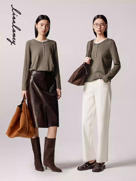 朗姿假两件针织套头衫LAJP03KPR455K41