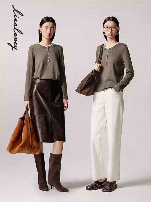 朗姿假两件针织套头衫LAJP03KPR455K41 商品图0