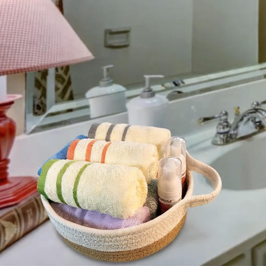 【3个装】美国 taakcc 环保高端 棉绳编织收纳篮 零食玩具饰品整理收纳 X003SPUGLN 商品图1