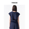 VIMAGE纬漫纪圆领休闲运动感收腰显瘦小飞袖短袖上衣2026夏季新款V2513210 商品缩略图4