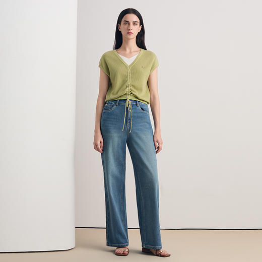 EITIE爱特爱2026夏季新款修身显瘦通勤气质短袖针织上衣8601304 商品图6