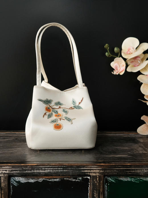 盛唐牡丹用拙系列| 柿柿如意打籽绣手拎包 商品图0