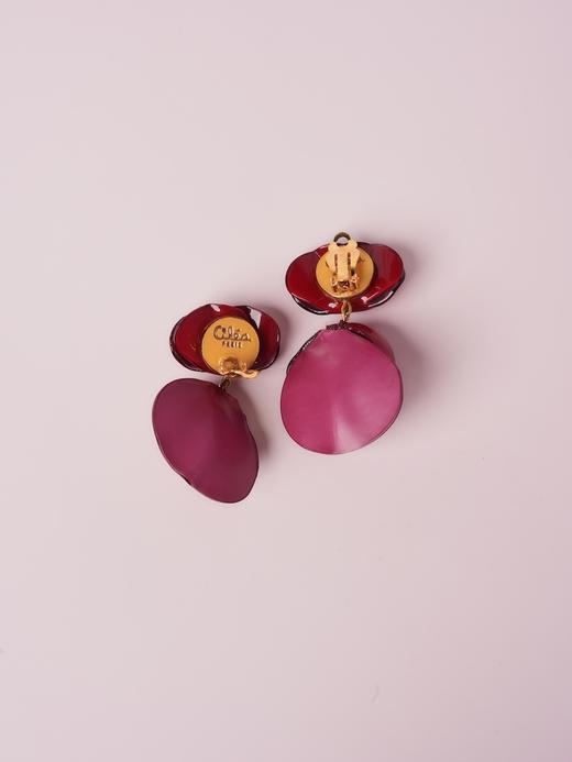 北京仓｜Cilea Bijoux-LINDSAY-凌霄花 胭脂红色 亮面 耳环［法国设计师］ 商品图2